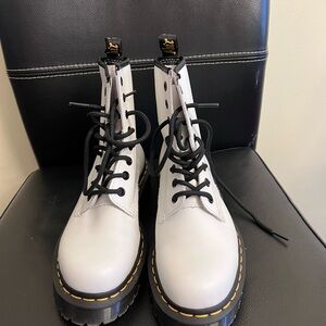 Dr. Martens White and Black Lace-Up Combat Boots 1460 BEX